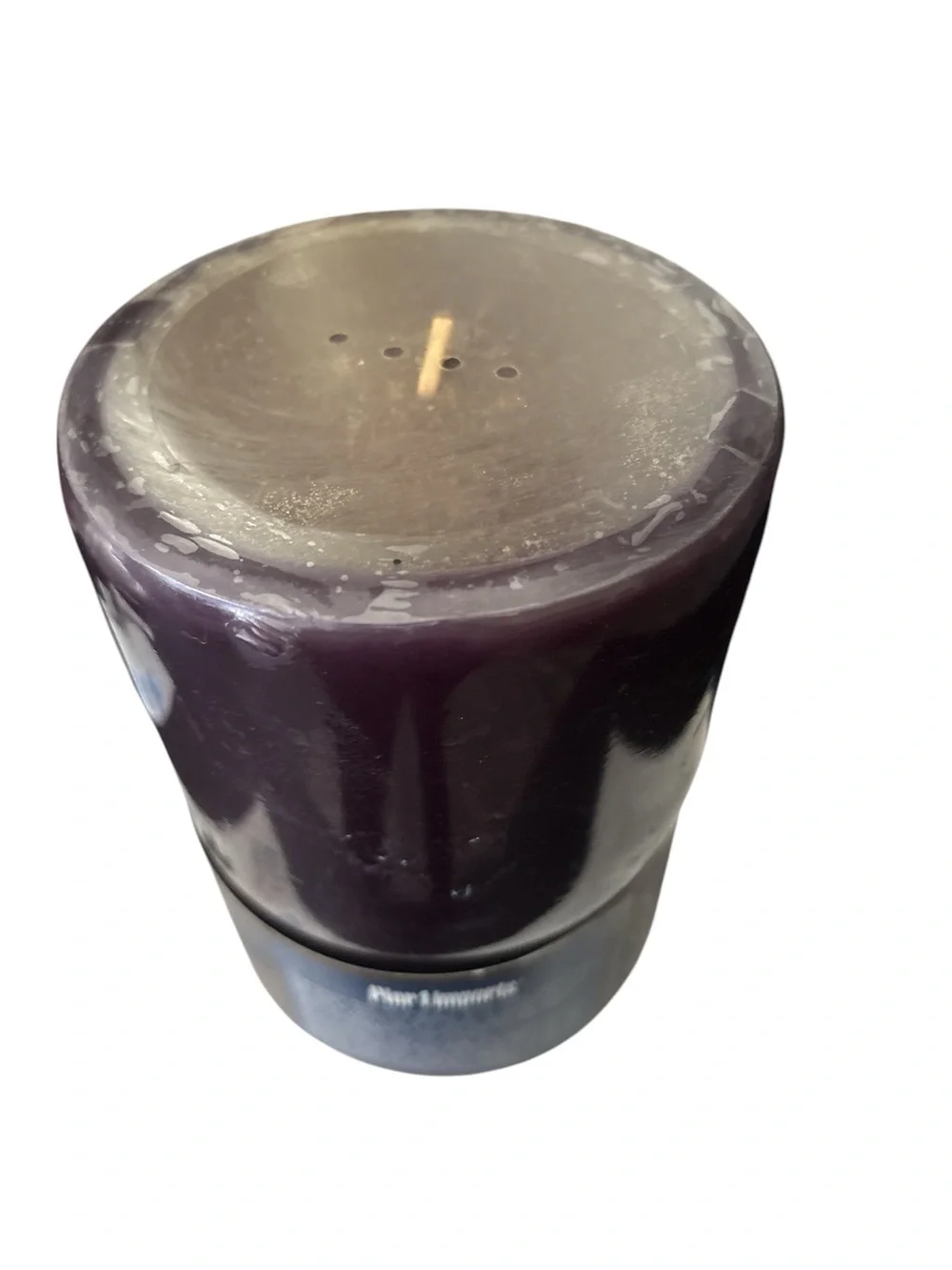 Pier 1 Bombay Blue Pillar Candle - Deep Purple